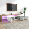TV Unit Cabinet Stand High-gloss Sideboard with LED Lights Glass Shelves White