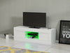 Modern 125cm TV Unit Cabinet Stand White High Gloss 2 Doors 2 Shelves LED Lights
