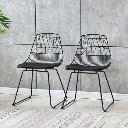 Set of 2 Black Dining Chair Metal Wire Style Chair Kitchen Living Room Home UK