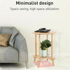 2 Tier 4-Leg Coffee Table Bamboo Side Bedside Table Desk 55cm Tall 40cm Round