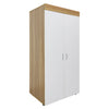 Tall Soild Wooden Wardrobe 2Door Bedroom Storage Hanger Bar Clothes Rail Hanger
