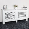 Mondeer Radiator Cover Wall Cabinet MDF Wood Grill Shelf White Rhombic Bars XL