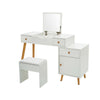 Vanity Dressing Table Makeup Desk Flip-up Mirror,3 Drawers Stool 1 Door Storage
