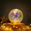 Room Night Light 3D Firework Glass LED Bedside USB Rechargeable Desk Table Lamp