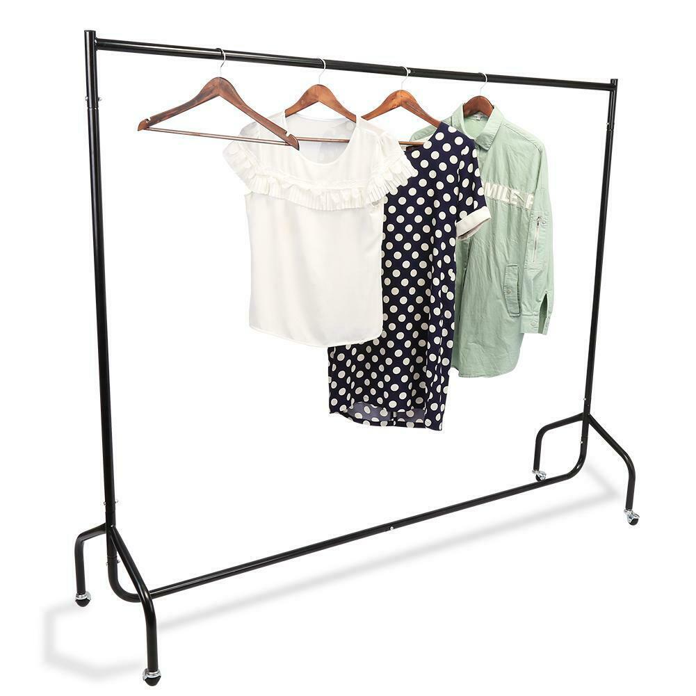 6 ft Rolling Clothes Rail Rack Garment Dress Hanging Stand Storage Hanger Shelf