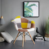 Set of 2 Dining Chairs Patchwork Fabric Tub Lounge Armchair Padded Wooden Legs