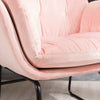 Vintage Distressed Pink Velvet Armchair Chair Sofa Fireside Buttoned Industrial