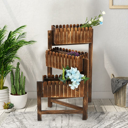 Adjustable Indoor Plant Stand Wooden Flower Pots Holder Rack Display Shelf Wood
