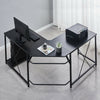 Black Computer Desk L Shape Home Office Desks Large PC Workstation Corner Table