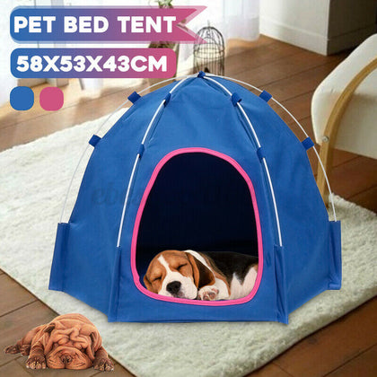 Folding Pet Tent House Dog Cat Puppy Playing Nest Kennel Waterproof Soft Bed UK