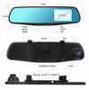 4.3'' DUAL LEN CAR DVR DASH CAM 1080P HD FRONT REAR MIRROR CAMERA VIDEO RECORDER