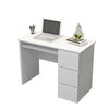 White Computer Table Desk Writing Corner Workstation with 3 Drawers & keyboard