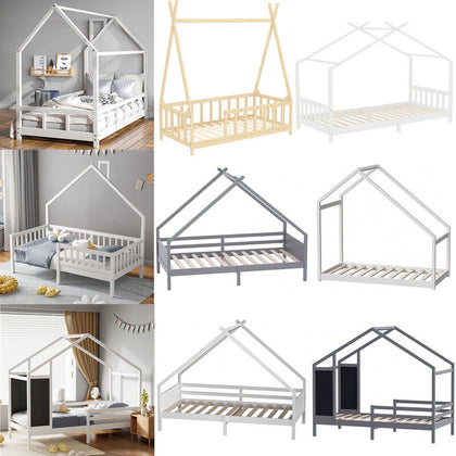 3FT House Toddler Wood Bed Frame Childrens Kids Bedframe Bedroom Furniture