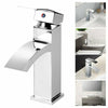 Waterfall Bathroom Taps Cloakroom Chrome Basin Mixer Tap Faucet Brass With Waste
