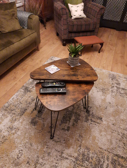 Industrial Small Coffee Table Set of 2 Modern Nesting Tables Nest Side End Metal