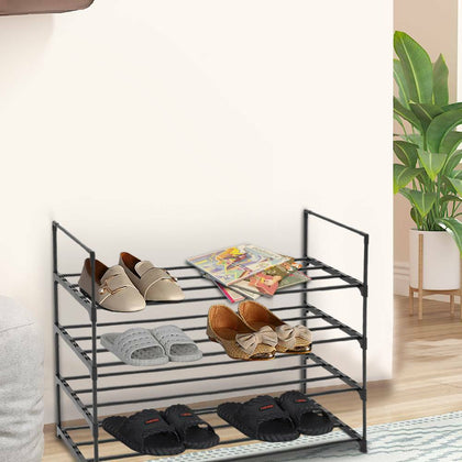 4 Tier Metal Shoe Rack Shelf Space Saving Storage Organiser for 20 Pairs Shoes