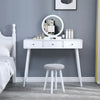 Scandinavian 3 Drawer Dressing Table Set Vanity Makeup Desk Stool Mirror Bedroom