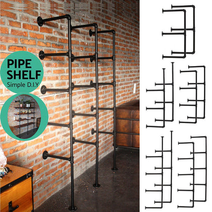 1 Pair Industrial Pipe Wall Floating Shelf Home Office Store Display Rack Unit