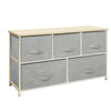 Chest of 5 Drawers Fabric Storage Cabinet Side Table Standing Home Light Grey UK