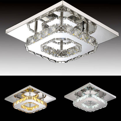 Modern LED Crystal Ceiling Light Minimalist Kitchen Living Room Entrance Lamp UK