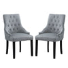 2x Velvet Dining Chairs with Rivets Knocker Home Dining Room Kitchen Silver Grey