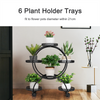 Tall Metal Flower 6 Pots Shelf Stand Plant Holder w/ Wheels Black Indoor Outdoor