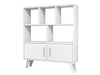 Corner White 5 Shelves Bookcase Shelving Display Storage Unit 2 Doors Organizer