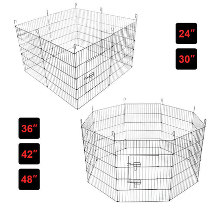Pet Dog Pen 8 Panel Puppy Rabbit Playpen Run Crate Cage Foldable Enclosure Fence