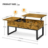 Split Lift-top Coffee Table with Storage Side Drawer&Metal Legs for Living Room