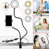 24 LED Camera Long Arm Selfie Flash Ring Light + Mobile Phone Holder USB Clip On