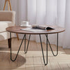 Round Coffee Table Wooden Tabletop With Metal Leg Table Living Room Furniture UK