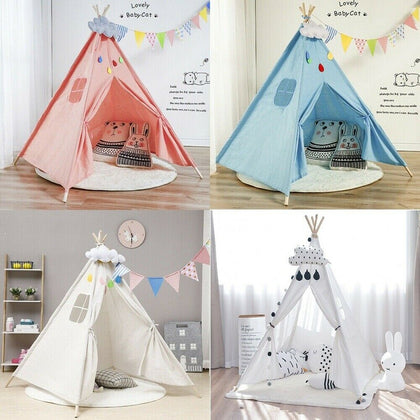 Cotton Canvas Kids Teepee Indian Tent Childrens Indoor Outdoor Play House