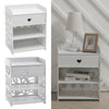 White Bedside Table Bedroom Cabinet Nightstand With 1 Drawer & 2 Shelf Furniture