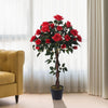 90cm Artificial Red Rose Flower Tree Potted Fake Plant Indoor Outdoor Home Decor