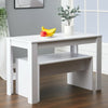 4 Persons Kitchen Table and 2 Bench Chairs Dining Room Compact Breakfast Seaters