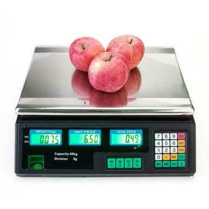 40kg Electronic Digital Scale Veg Fruit Commercial Shop Retail Weigh LCD Display