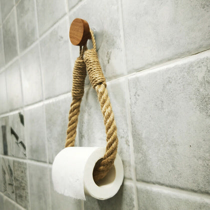 Vintage Weave Hanging Rope Jute Toilet Paper Towel Holder Toilet Roll Holder