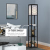 Modern Shelf Floor Lamp Light with 4-tier Open Shelves Wooden