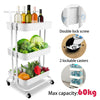 3 Tier Slim Kitchen Storage Trolley Cart Rack Tray Shelf Rolling Wheel W/ Handle