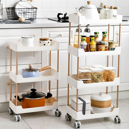 2/3/4 Tiers Slim Kitchen Utility Cart Storage Trolley Bathroom Shelves Organiser