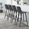 Set of 2 Breakfast Bar Stools Velvet Padded Seat Kitchen Pub Bar Chair Grey Blue