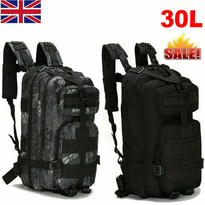 Military Tactical Army Backpack Rucksack Camping Hiking Trekking Outdoor Bag UK