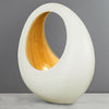 Oval Bamboo 1 Light Modern Table Lamp White with Wooden Natural Inner