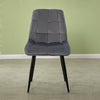 Set of 2 Blue Grey Velvet Dining Chairs Dinning Kitchen Room Metal Leg Padded