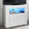 Corner TV Unit Stand Cabinet White Gloss &Matt Led Lights UK