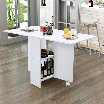 Mobile/Foldable/Extendable Narrow Drop Leaf Dining Table Kitchen Storage Desk