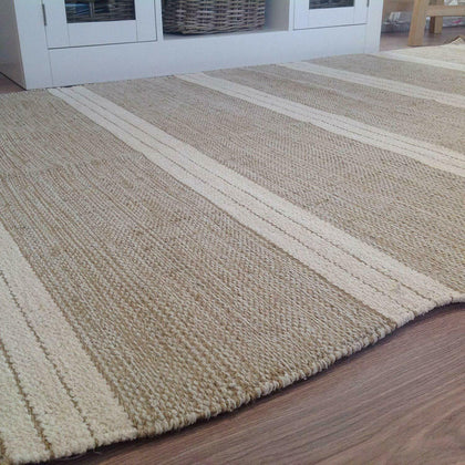 Second Nature Online Reteela Beige White Stripe Rug Small Medium Large Runner