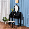 Black Dressing Table Vanity Makeup Desk with 5 Drawers, Mirror Set and Stool UK