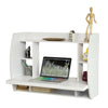 Wood Wall Computer PC Table Desk with Shelves Bookcase White,