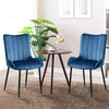 Set of 2 Dining Chairs Velvet Padded Seat Metal Legs High Back Chairs Kitchen UK
